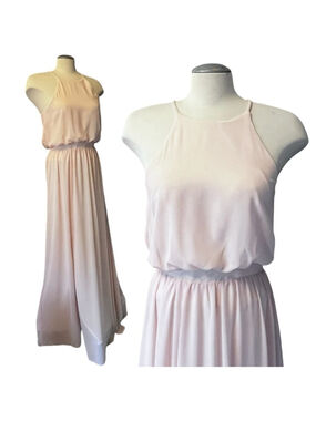 BHLDN (Anthropologie) Cayenne Maxi Dress with Slit in Blush Peach
